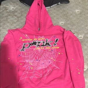 Sp5der hoodie pink